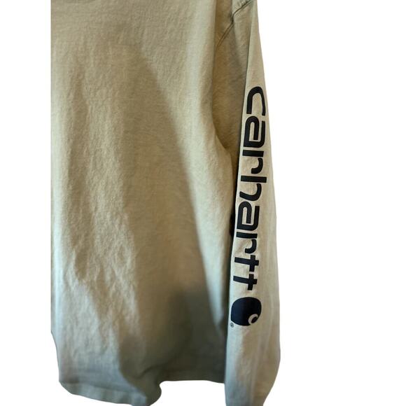 CARHARTT Logo Graphic Heavyweight Dried Clay‎ Long Sleeve Loose Fit XL T-Shirt - Picture 2 of 7